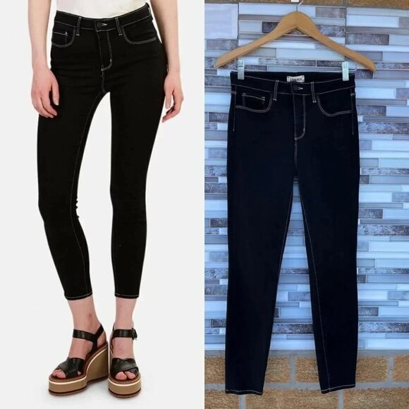 L'AGENCE Margot Skinny High Rise Noir Contrast 26 - Picture 2 of 15